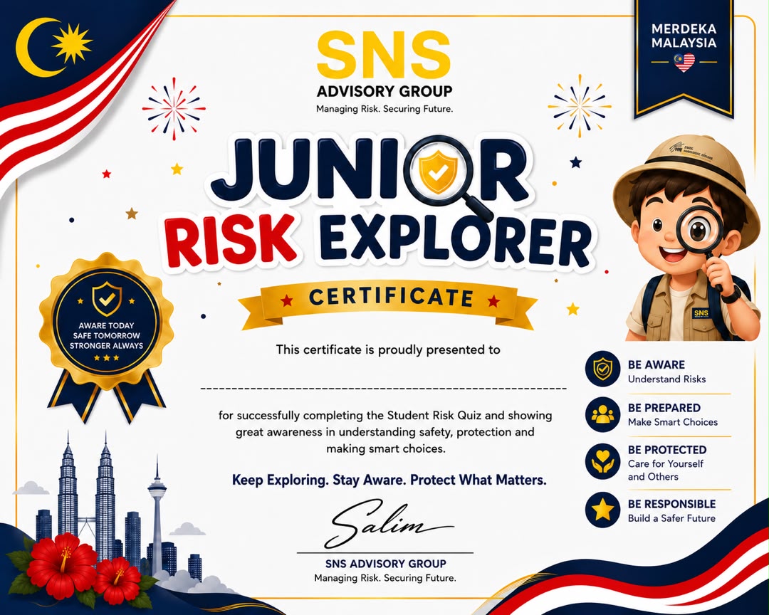 SNS Junior Risk Explorer Safety Challenge Certificate